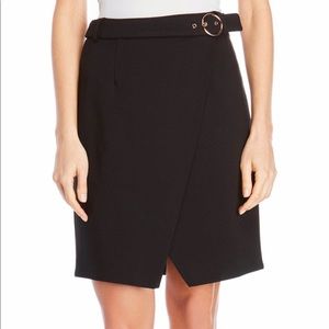 Ivanka Belted Asymmetrical Ponte Skirt